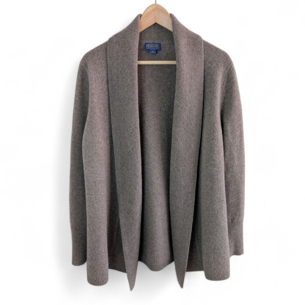 Pendleton Wool Angora Open Front Cardigan Brown Petite Large